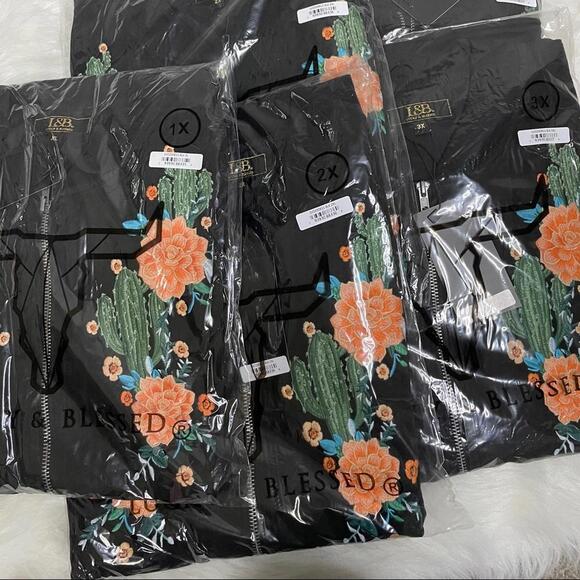 L&B XL Cactus Embroidered bomber jacket - Picture 9 of 9